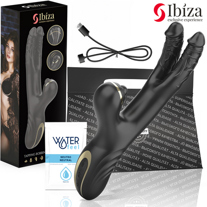 IBIZA - TWO DRAGONS DOPPIO VIBRATORE NERO - IBIZA TECHNOLOGY | Lingerie Harness Boutique