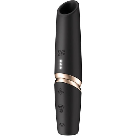 SATISFYER - STIMOLATORE PERFETTO KISS WAVE PER CLITORIDE NERO / ORO - SATISFYER AIR PULSE | Lingerie Harness Boutique