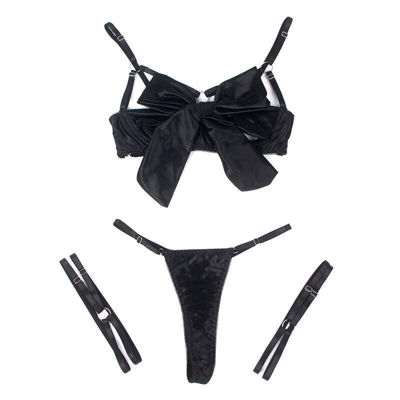 SUBBLIME - 955199 COMPLETO REGGISENO CON FIOCCO NERO REGOLABILE S/M - SUBBLIME SETS | Lingerie Harness Boutique