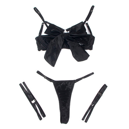 SUBBLIME - 955199 COMPLETO REGGISENO CON FIOCCO NERO REGOLABILE S/M - SUBBLIME SETS | Lingerie Harness Boutique