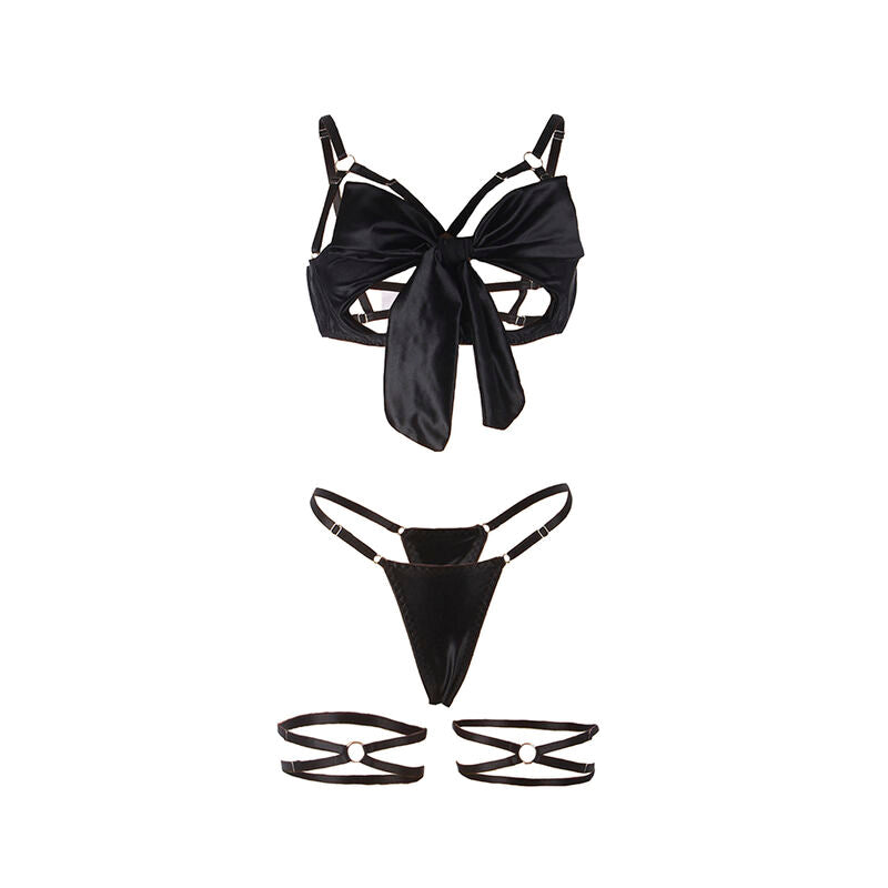 SUBBLIME - 955205 COMPLETO REGGISENO CON FIOCCO NERO REGOLABILE L/XL - SUBBLIME SETS | Lingerie Harness Boutique