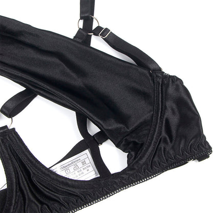 SUBBLIME - 955205 COMPLETO REGGISENO CON FIOCCO NERO REGOLABILE L/XL - SUBBLIME SETS | Lingerie Harness Boutique