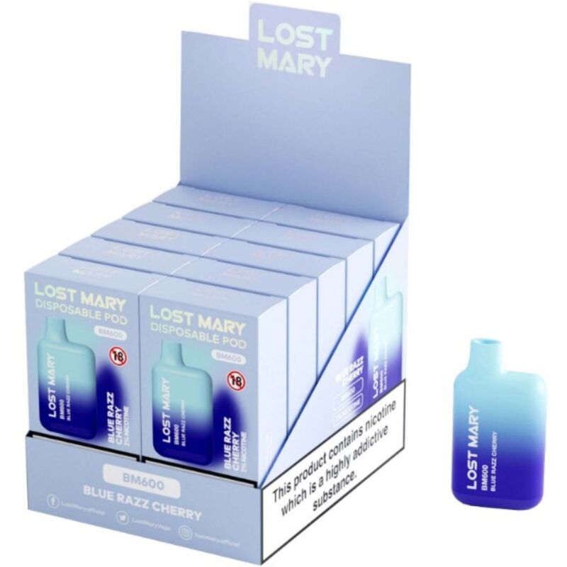 LOST MARY - BM600 NICOTINA VAPER 2% MONOUSO BLUE RAZZ CHERRY - LOST MARY | Lingerie Harness Boutique
