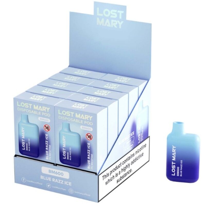 LOST MARY - BM600 NICOTINA VAPER 2% MONOUSO BLUE RAZZ ICE - LOST MARY | Lingerie Harness Boutique