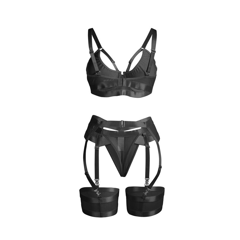 SUBBLIME - 955236 REGGISENO BONDAGE NERO CON GIARRETTIERA SET S/M - SUBBLIME SETS | Lingerie Harness Boutique