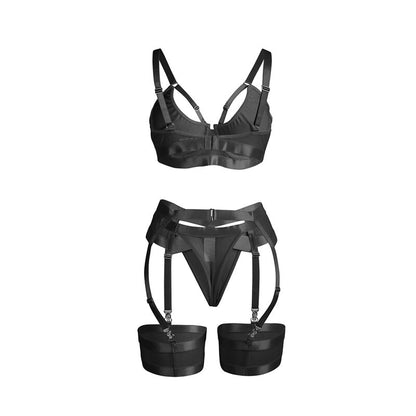 SUBBLIME - 955236 REGGISENO BONDAGE NERO CON GIARRETTIERA SET S/M - SUBBLIME SETS | Lingerie Harness Boutique