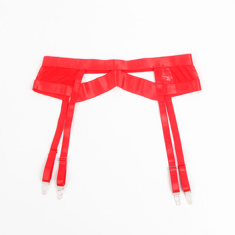 SUBBLIME - 955250 REGGISENO BONDAGE ROSSO CON GIARRETTIERA S/M - SUBBLIME SETS | Lingerie Harness Boutique