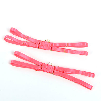 SUBBLIME - 955304 COMPLETO REGGISENO CON COLLANA E DETTAGLI GAMBA ROSA FLUO L/XL - SUBBLIME SETS | Lingerie Harness Boutique