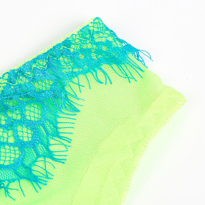 SUBBLIME - 955311 COMPLETO REGGISENO CON PIZZO E LINEE GIARRETRICI VERDE E BLU S/M - SUBBLIME SETS | Lingerie Harness Boutique