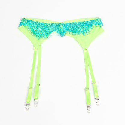 SUBBLIME - 955311 COMPLETO REGGISENO CON PIZZO E LINEE GIARRETRICI VERDE E BLU S/M - SUBBLIME SETS | Lingerie Harness Boutique