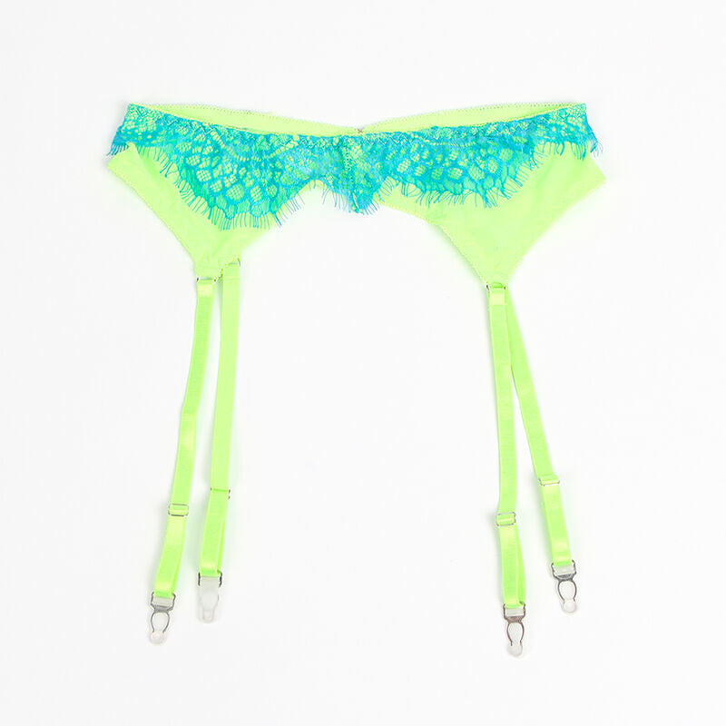 SUBBLIME - 955311 COMPLETO REGGISENO CON PIZZO E LINEE GIARRETRICI VERDE E BLU S/M - SUBBLIME SETS | Lingerie Harness Boutique