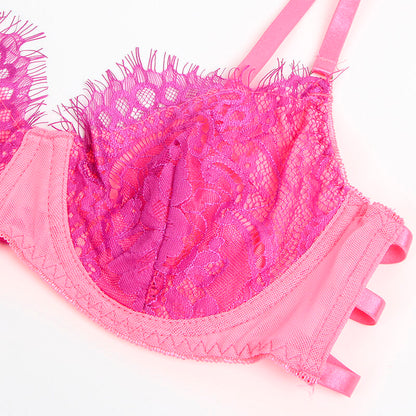 SUBBLIME - 955366 COMPLETO REGGISENO CON PIZZO E LINEE DI GIARRETTIERA ROSA E VIOLA L/XL - SUBBLIME SETS | Lingerie Harness Boutique
