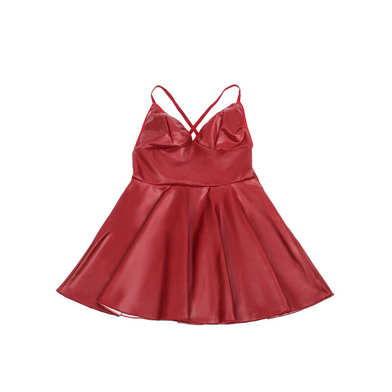 SUBBLIME - 955403 ABITO CON SPALLINE IN PELLE BORDEAUX L/XL - SUBBLIME DRESSES | Lingerie Harness Boutique