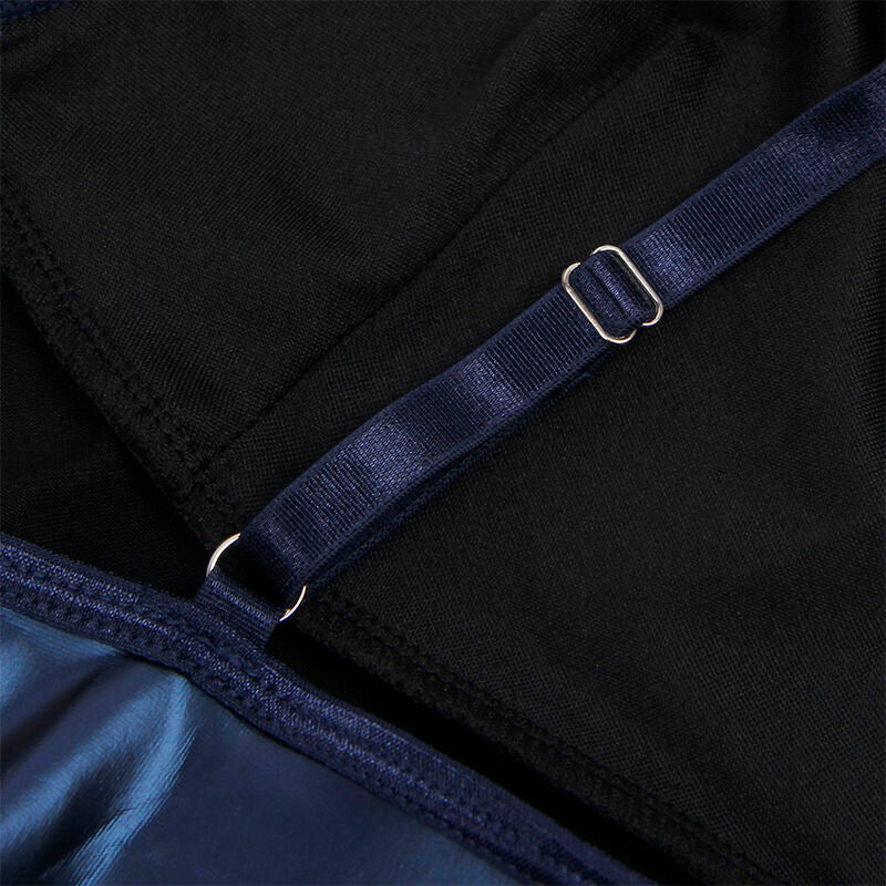 SUBBLIME - 955410 ABITO CON SPALLINE IN PELLE BLU S/M - SUBBLIME DRESSES | Lingerie Harness Boutique