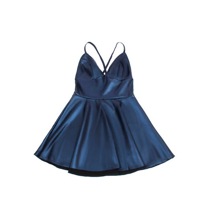 SUBBLIME - 955410 ABITO CON SPALLINE IN PELLE BLU S/M - SUBBLIME DRESSES | Lingerie Harness Boutique