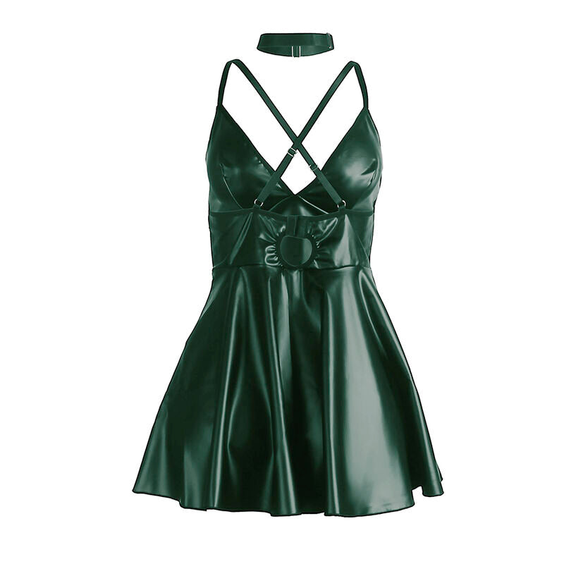 SUBBLIME - 955434 ABITO CON SPALLINE IN PELLE VERDE S/M - SUBBLIME DRESSES | Lingerie Harness Boutique