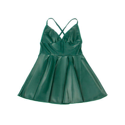 SUBBLIME - 955441 ABITO CON SPALLINE IN PELLE VERDE L/XL - SUBBLIME DRESSES | Lingerie Harness Boutique