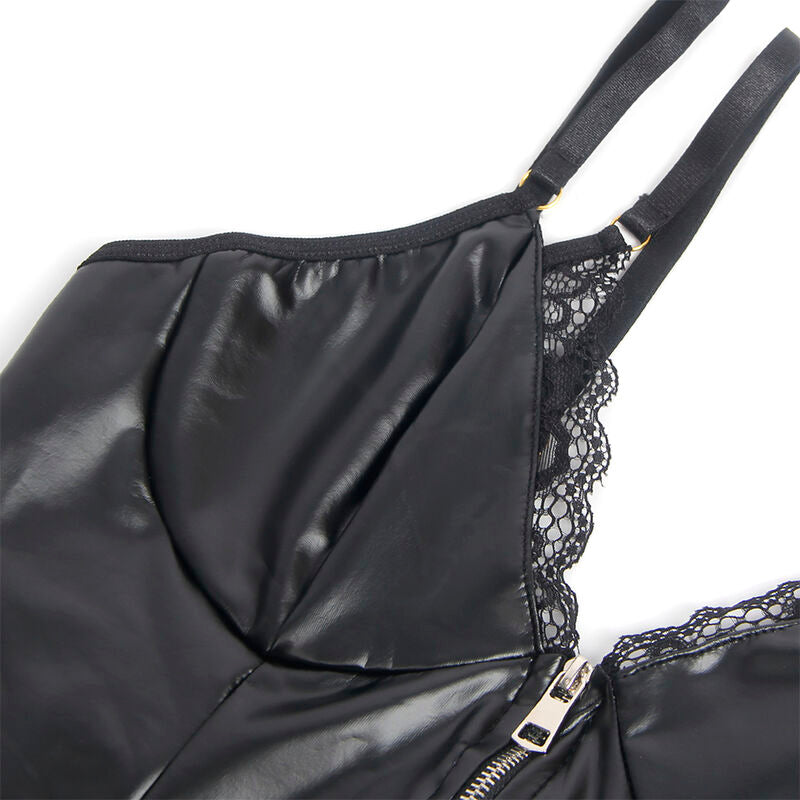 SUBBLIME - 955465 CORPO IN PELLE NERA CON CERNIERA L/XL - SUBBLIME BODIES | Lingerie Harness Boutique