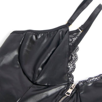 SUBBLIME - 955465 CORPO IN PELLE NERA CON CERNIERA L/XL - SUBBLIME BODIES | Lingerie Harness Boutique