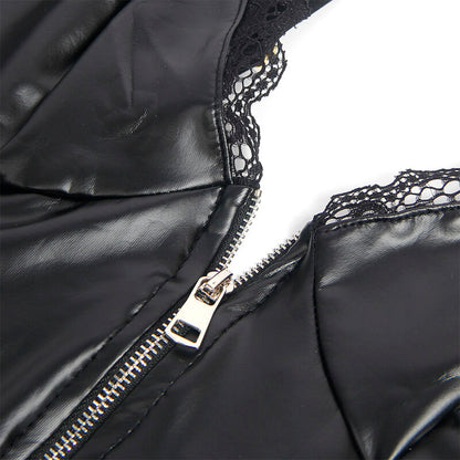 SUBBLIME - 955465 CORPO IN PELLE NERA CON CERNIERA L/XL - SUBBLIME BODIES | Lingerie Harness Boutique