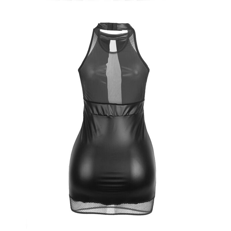 SUBBLIME - 955472 ABITO CON SCOLLO ALTO E TRASPARENZE NERO S/M - SUBBLIME DRESSES | Lingerie Harness Boutique