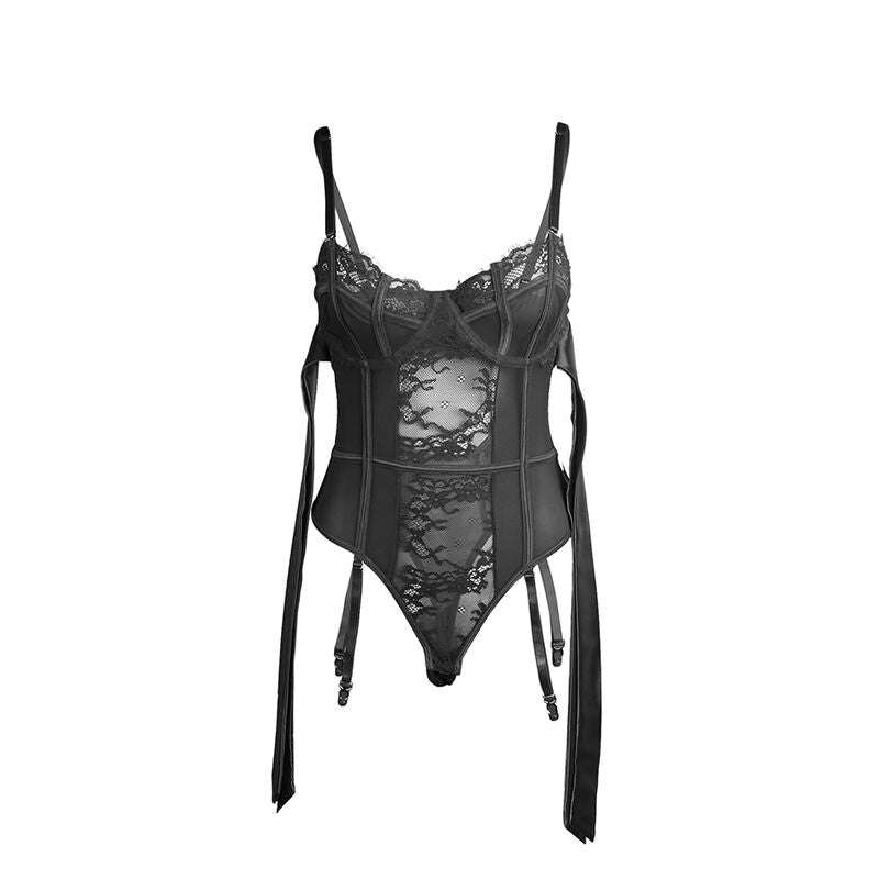 SUBBLIME - 955502 BODY IN PIZZO CON FIOCCHI E GIARRETTIERE NERO L/XL - SUBBLIME BODIES | Lingerie Harness Boutique