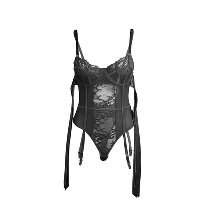 SUBBLIME - 955502 BODY IN PIZZO CON FIOCCHI E GIARRETTIERE NERO L/XL - SUBBLIME BODIES | Lingerie Harness Boutique