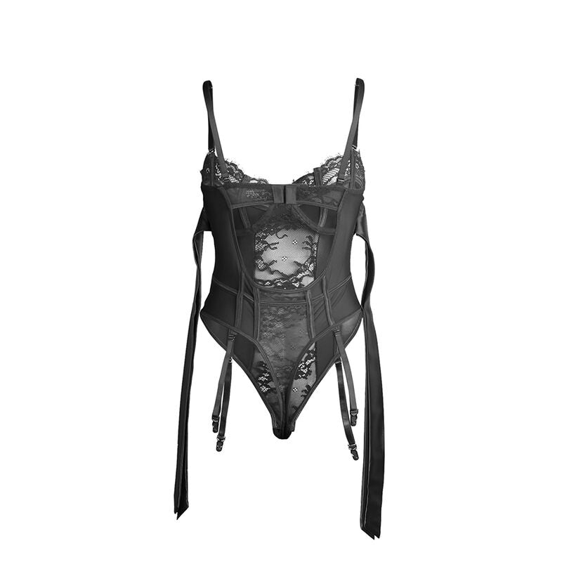 SUBBLIME - 955502 BODY IN PIZZO CON FIOCCHI E GIARRETTIERE NERO L/XL - SUBBLIME BODIES | Lingerie Harness Boutique