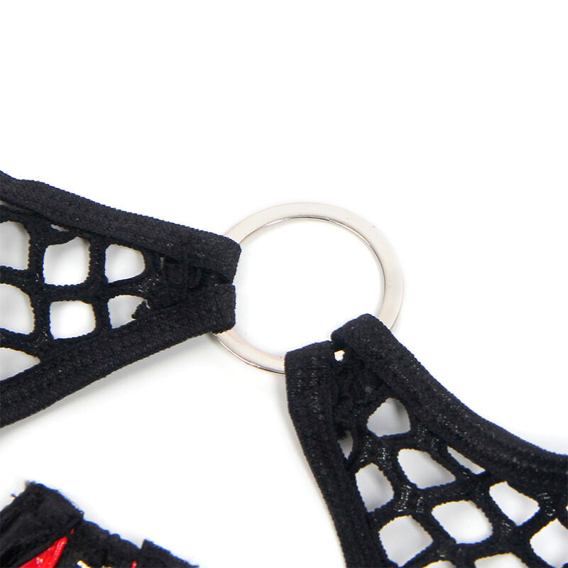 SUBBLIME - 955540 REGGISENO IN VERNICE ROSSA CON CERNIERA E REGGISENO A RETINO L/XL - SUBBLIME SETS | Lingerie Harness Boutique