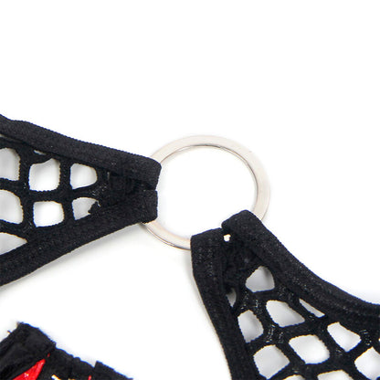 SUBBLIME - 955540 REGGISENO IN VERNICE ROSSA CON CERNIERA E REGGISENO A RETINO L/XL - SUBBLIME SETS | Lingerie Harness Boutique