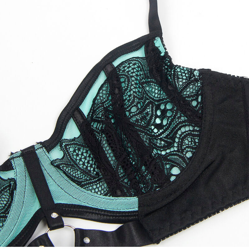 SUBBLIME - 955557 SET REGGISENO IN VERNICE VERDE CON CERNIERA S/M - SUBBLIME SETS | Lingerie Harness Boutique