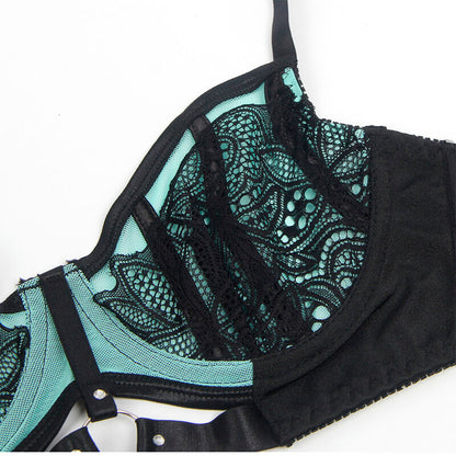 SUBBLIME - 955557 SET REGGISENO IN VERNICE VERDE CON CERNIERA S/M - SUBBLIME SETS | Lingerie Harness Boutique
