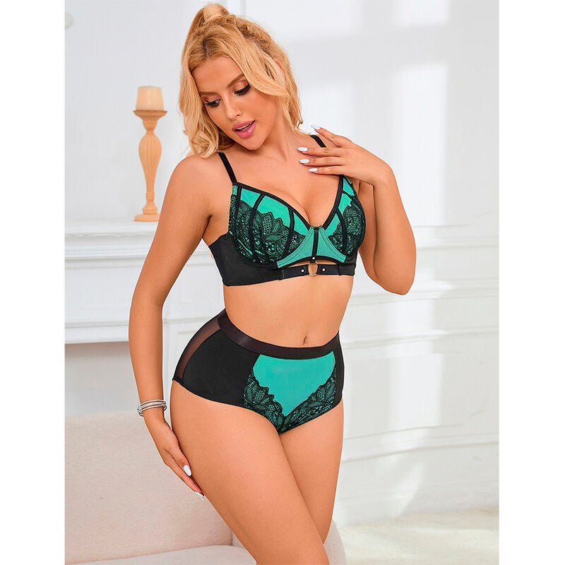 SUBBLIME - 955564 REGGISENO IN VERNICE VERDE CON CERNIERA IN RETE L/XL - SUBBLIME SETS | Lingerie Harness Boutique