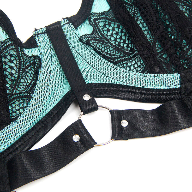 SUBBLIME - 955564 REGGISENO IN VERNICE VERDE CON CERNIERA IN RETE L/XL - SUBBLIME SETS | Lingerie Harness Boutique