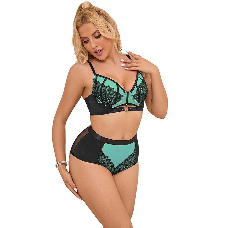 SUBBLIME - 955564 REGGISENO IN VERNICE VERDE CON CERNIERA IN RETE L/XL - SUBBLIME SETS | Lingerie Harness Boutique