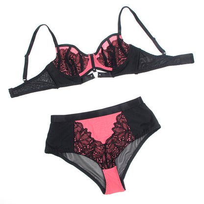 SUBBLIME - 955571 SET REGGISENO IN VERNICE ROSA CON CERNIERA E REGGISENO A RETINO S/M - SUBBLIME SETS | Lingerie Harness Boutique