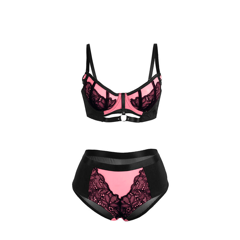 SUBBLIME - 955588 SET REGGISENO IN VERNICE ROSA CON CERNIERA IN RETE L/XL - SUBBLIME SETS | Lingerie Harness Boutique