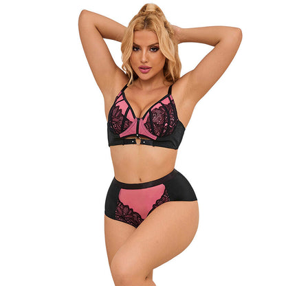 SUBBLIME - 955588 SET REGGISENO IN VERNICE ROSA CON CERNIERA IN RETE L/XL - SUBBLIME SETS | Lingerie Harness Boutique