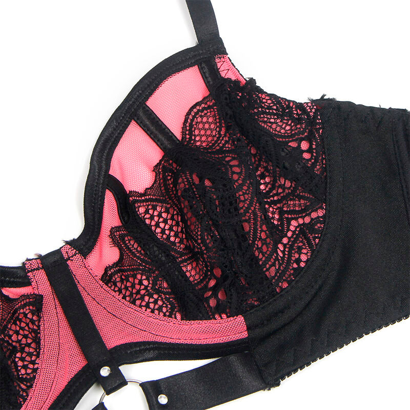 SUBBLIME - 955588 SET REGGISENO IN VERNICE ROSA CON CERNIERA IN RETE L/XL - SUBBLIME SETS | Lingerie Harness Boutique