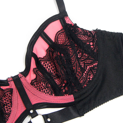SUBBLIME - 955588 SET REGGISENO IN VERNICE ROSA CON CERNIERA IN RETE L/XL - SUBBLIME SETS | Lingerie Harness Boutique