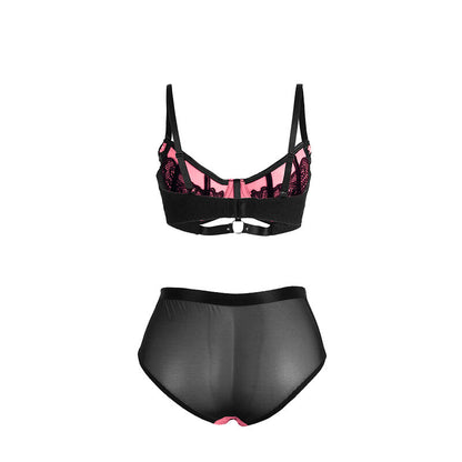 SUBBLIME - 955588 SET REGGISENO IN VERNICE ROSA CON CERNIERA IN RETE L/XL - SUBBLIME SETS | Lingerie Harness Boutique