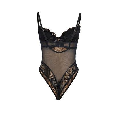 SUBBLIME - 955618 BODY IN PIZZO CON CHIUSURA INFERIORE NERO S/M - SUBBLIME BODIES | Lingerie Harness Boutique