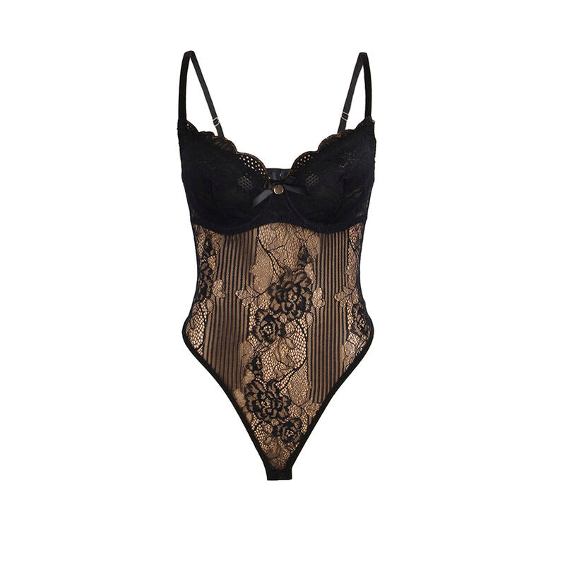 SUBBLIME - 955618 BODY IN PIZZO CON CHIUSURA INFERIORE NERO S/M - SUBBLIME BODIES | Lingerie Harness Boutique