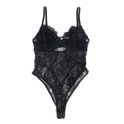 SUBBLIME - 955618 BODY IN PIZZO CON CHIUSURA INFERIORE NERO S/M - SUBBLIME BODIES | Lingerie Harness Boutique
