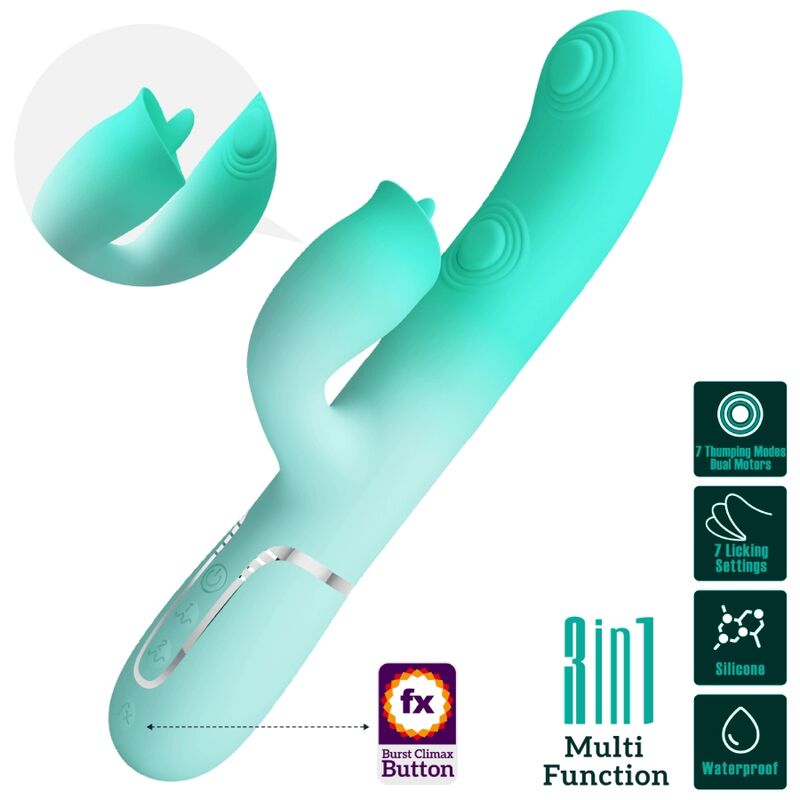 PRETTY LOVE - VIBRATORE MULTIFUNZIONE CONIGLIO GIGI VERDE ACQUA - PRETTY LOVE FLIRTATION | Lingerie Harness Boutique