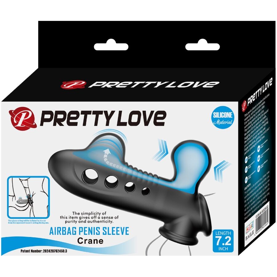 PRETTY LOVE - MANICOTTO PER PENE CRANE CON AIRBAG NERO - PRETTY LOVE | Lingerie Harness Boutique