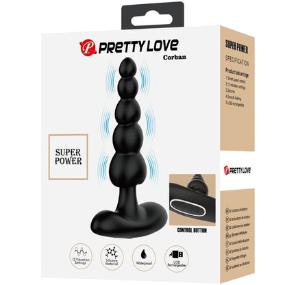 PRETTY LOVE - CORBAN VIBRATORE ANALE 10 VIBRAZIONI NERO - PRETTY LOVE | Lingerie Harness Boutique