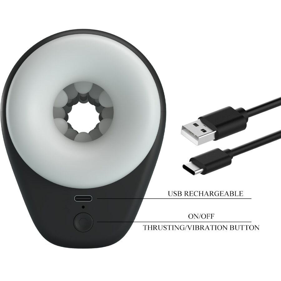 PRETTY LOVE - DJ GIRL MASTURBATORE MASCHILE CON VIBRAZIONE 5 IMPOSTAZIONI NEGRO - PRETTY LOVE MALE | Lingerie Harness Boutique