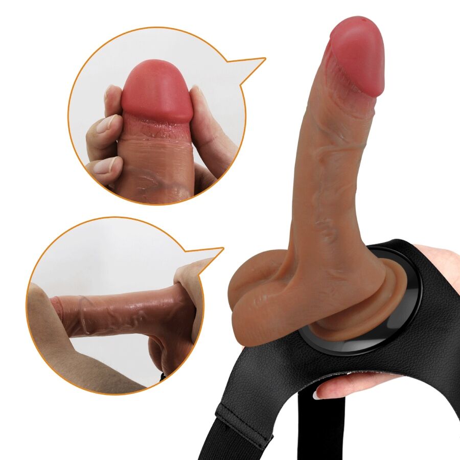 PRETTY LOVE - SLIP UNIVERSALE CON DILDO VIBRANTE E SQUIRTING 15,5 CM MULATO - PRETTY LOVE | Lingerie Harness Boutique