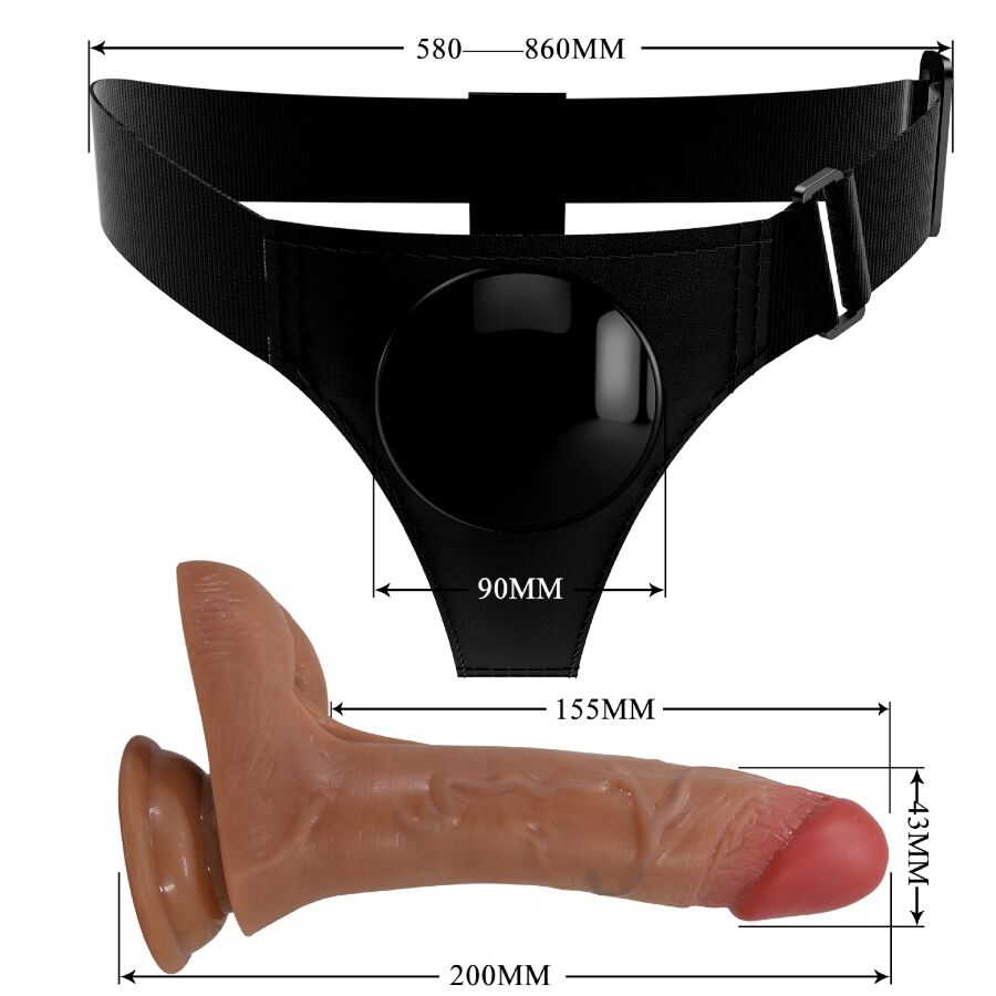 PRETTY LOVE - SLIP UNIVERSALE CON DILDO VIBRANTE E SQUIRTING 15,5 CM MULATO - PRETTY LOVE | Lingerie Harness Boutique